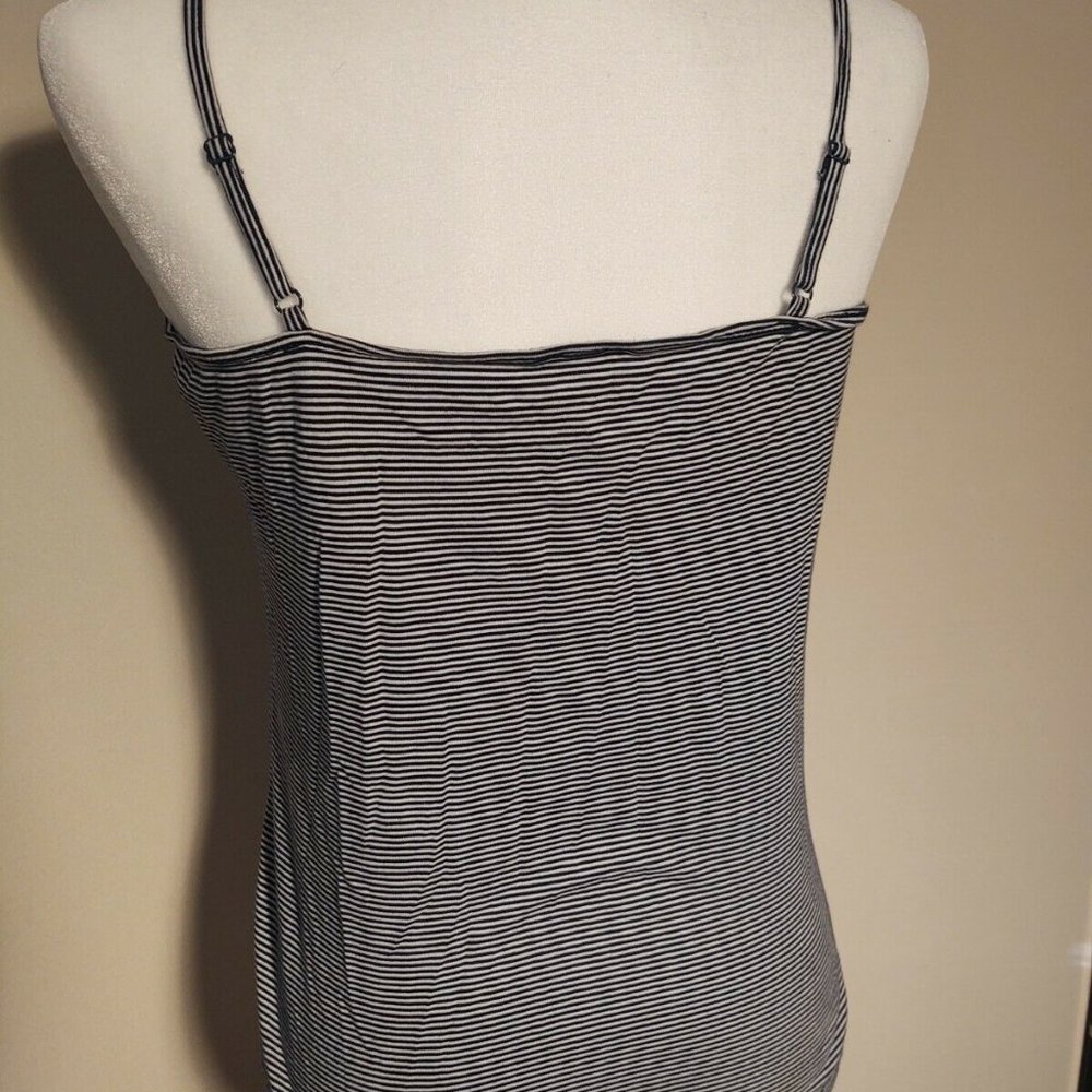 Talbots Striped Ruffle Front Henley Tank Top - M - Picture 4 of 4